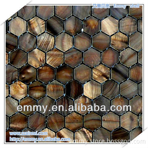 Dyed brown hexagon/sexangle river mother of pearl mosaic tile